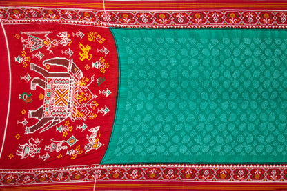 Patan Patola Silk Double Ikat Bandhani Sea Green Saree