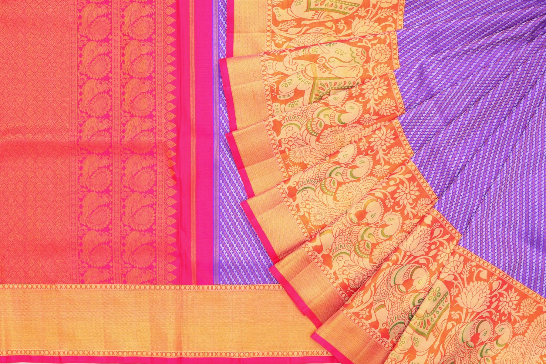 Kanchipuram Silk Brocade Violet Saree