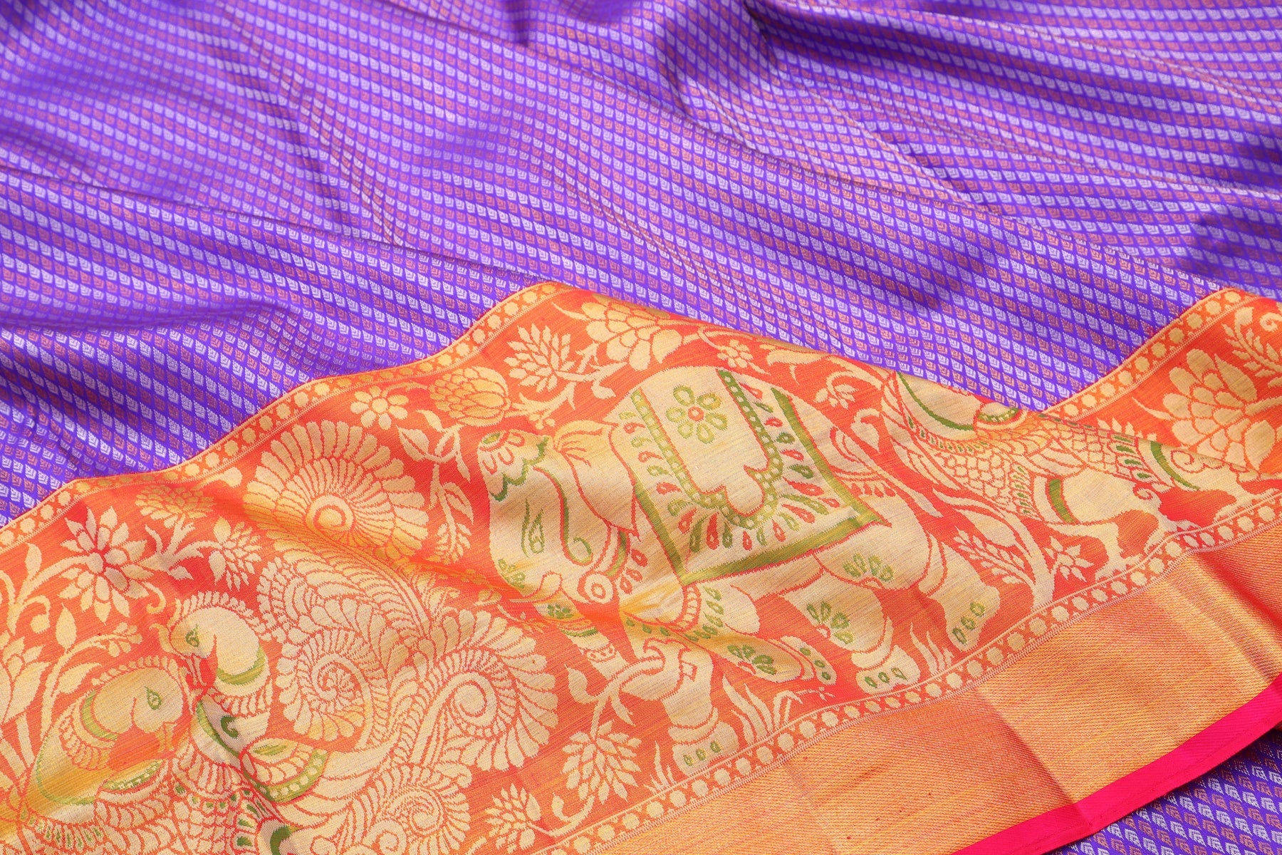 Kanchipuram Silk Brocade Violet Saree