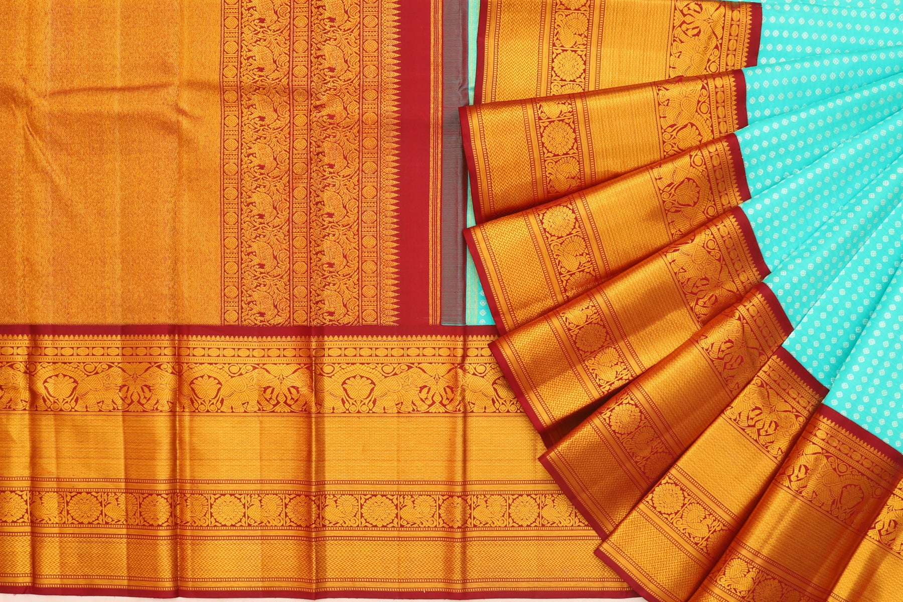 Kanchipuram Silk Brocade Sky Blue Saree