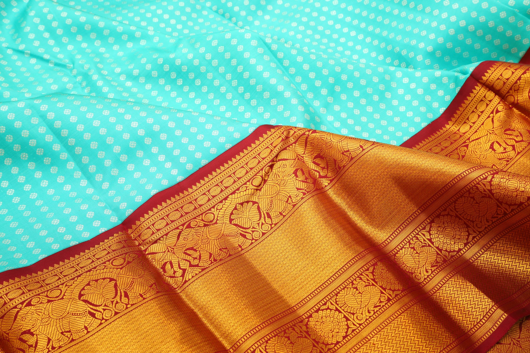 Kanchipuram Silk Brocade Sky Blue Saree