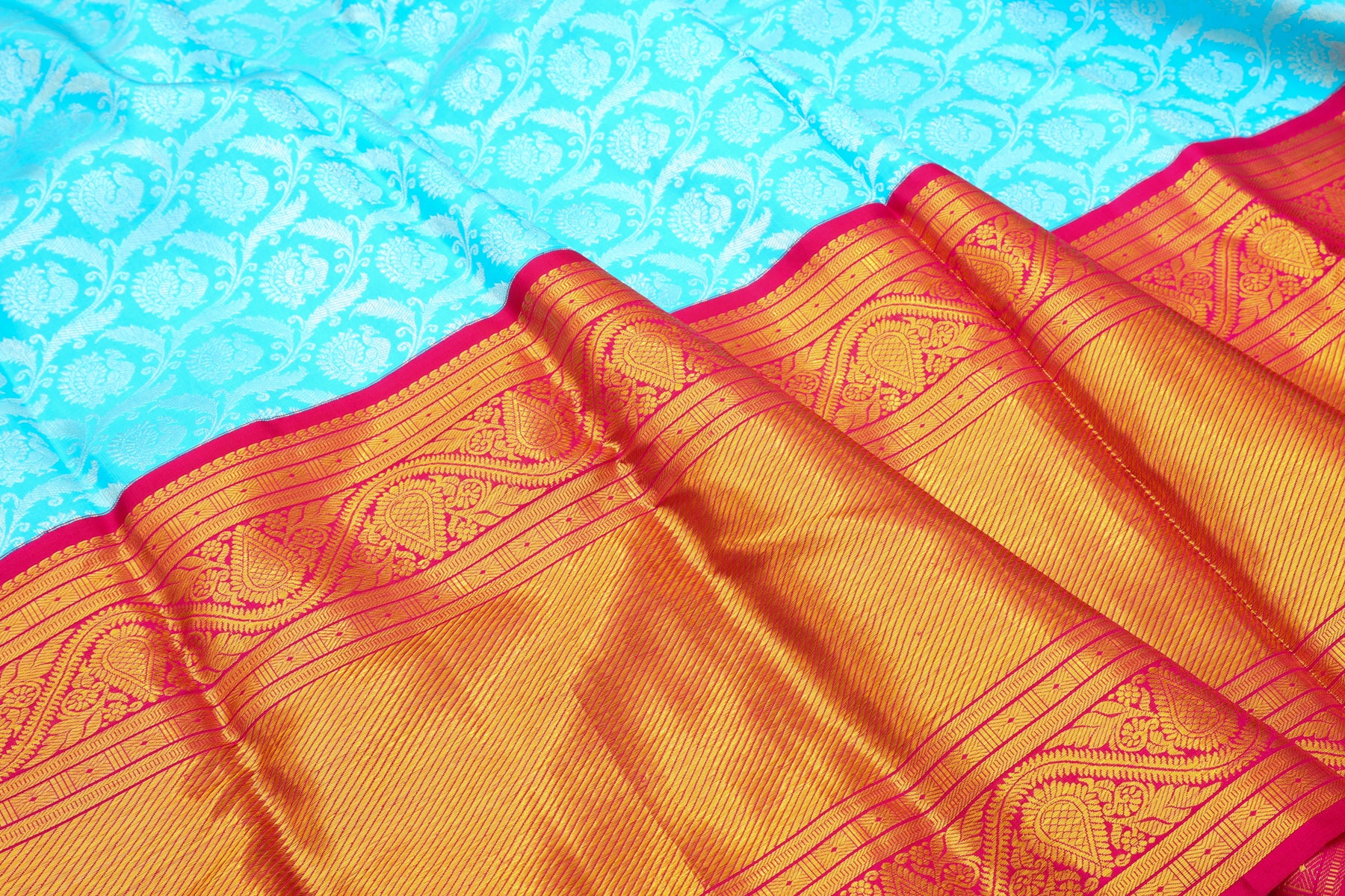 Kanchipuram Silk Brocade Sky Blue Saree