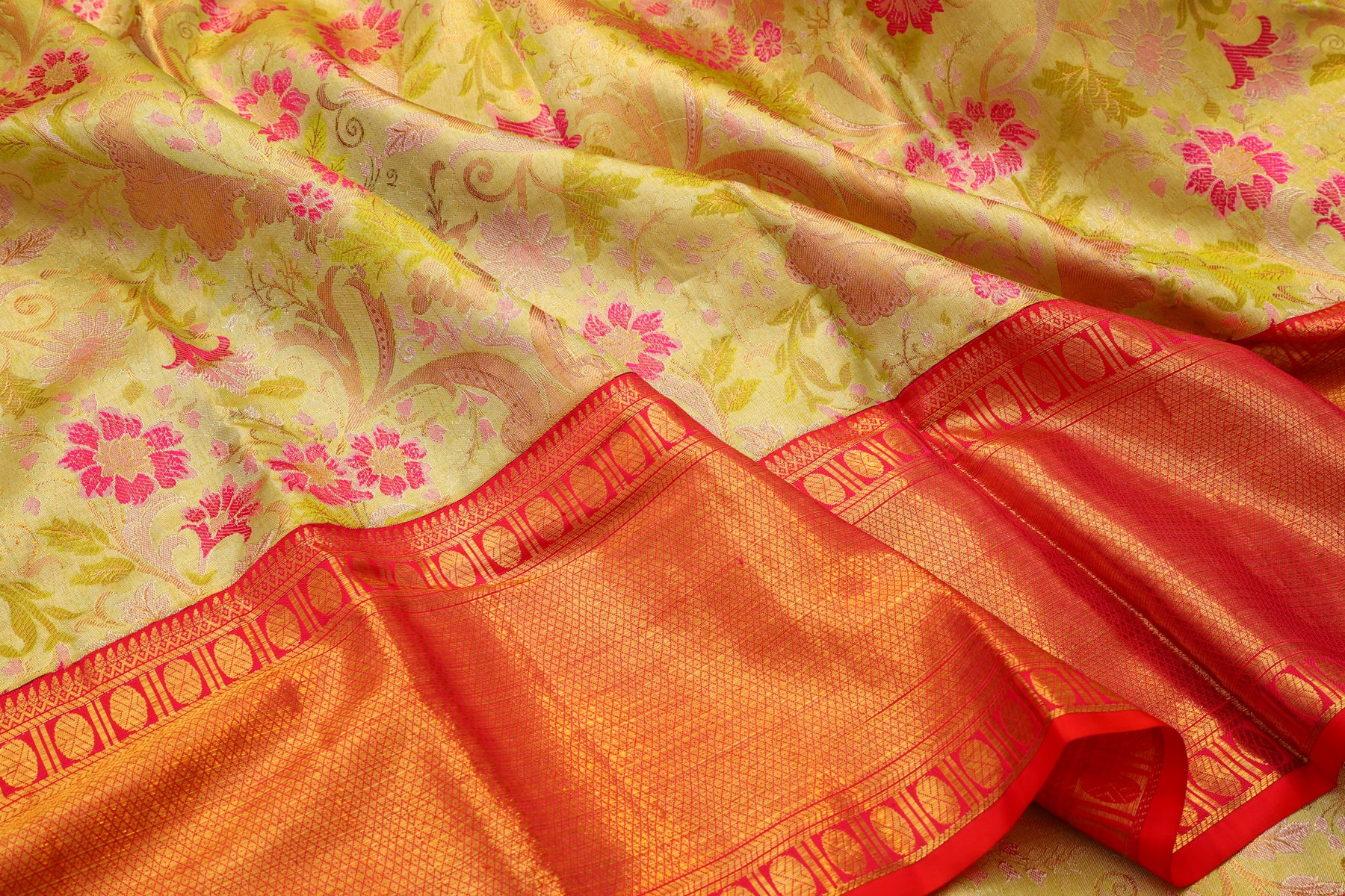 Kanchipuram Silk Tissue Brocade Green Saree