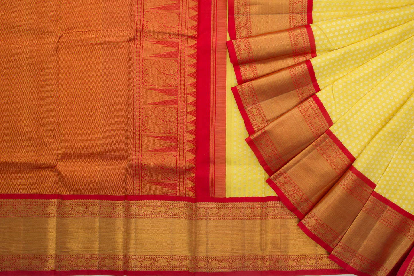 Kanchipuram Silk Brocade Yellow Saree