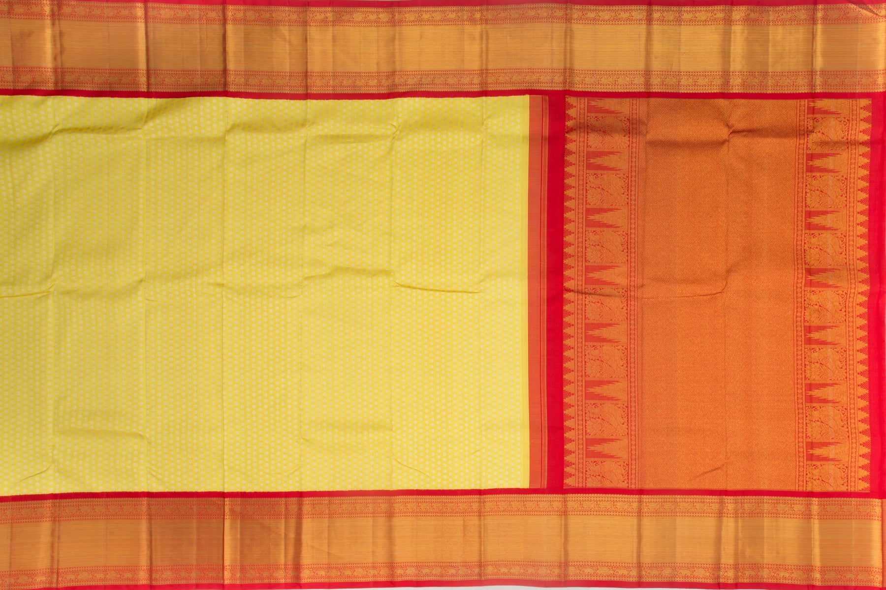 Kanchipuram Silk Brocade Yellow Saree