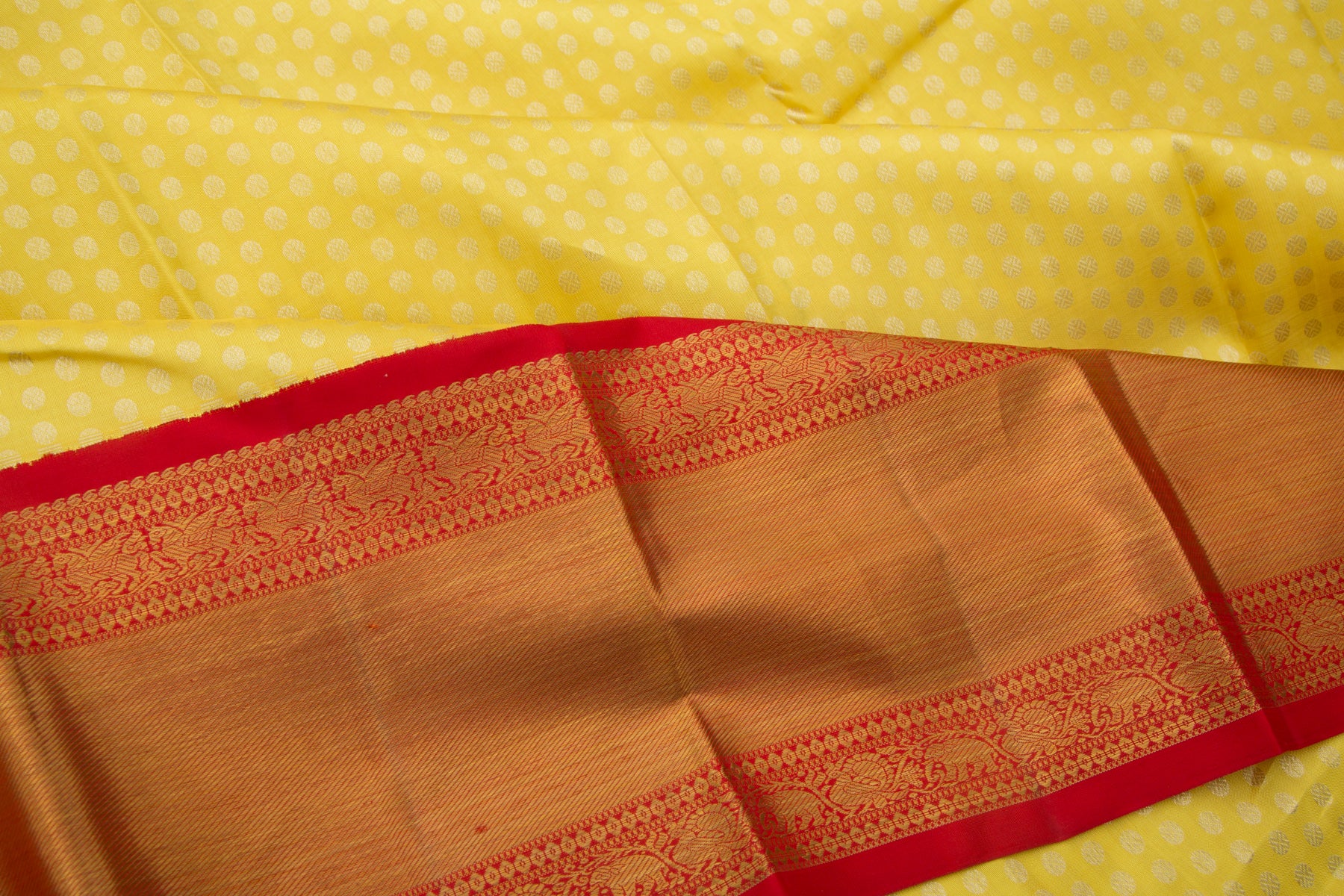 Kanchipuram Silk Brocade Yellow Saree