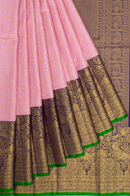 Kanchipuram Silk Brocade Baby Pink Saree