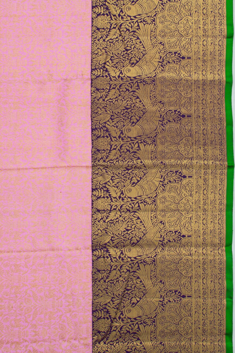 Kanchipuram Silk Brocade Baby Pink Saree