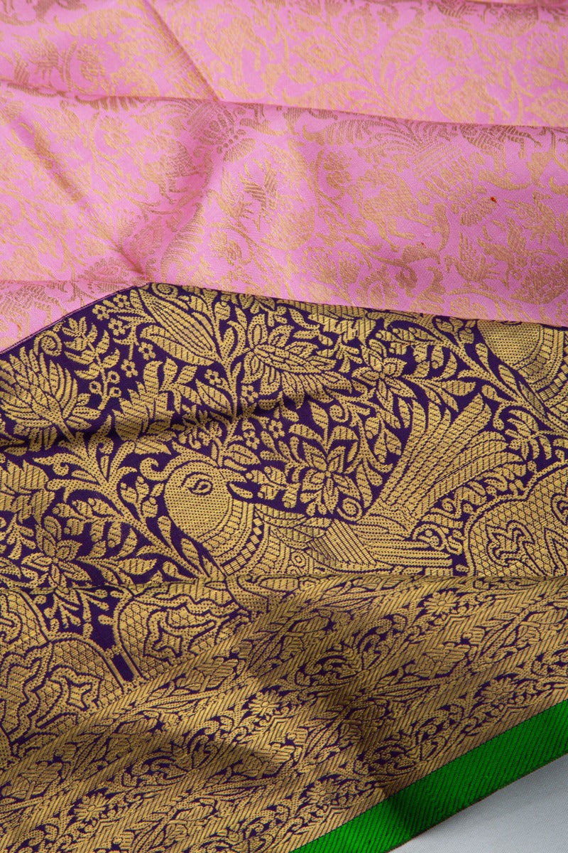 Kanchipuram Silk Brocade Baby Pink Saree