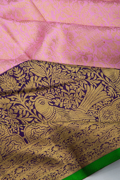Kanchipuram Silk Brocade Baby Pink Saree