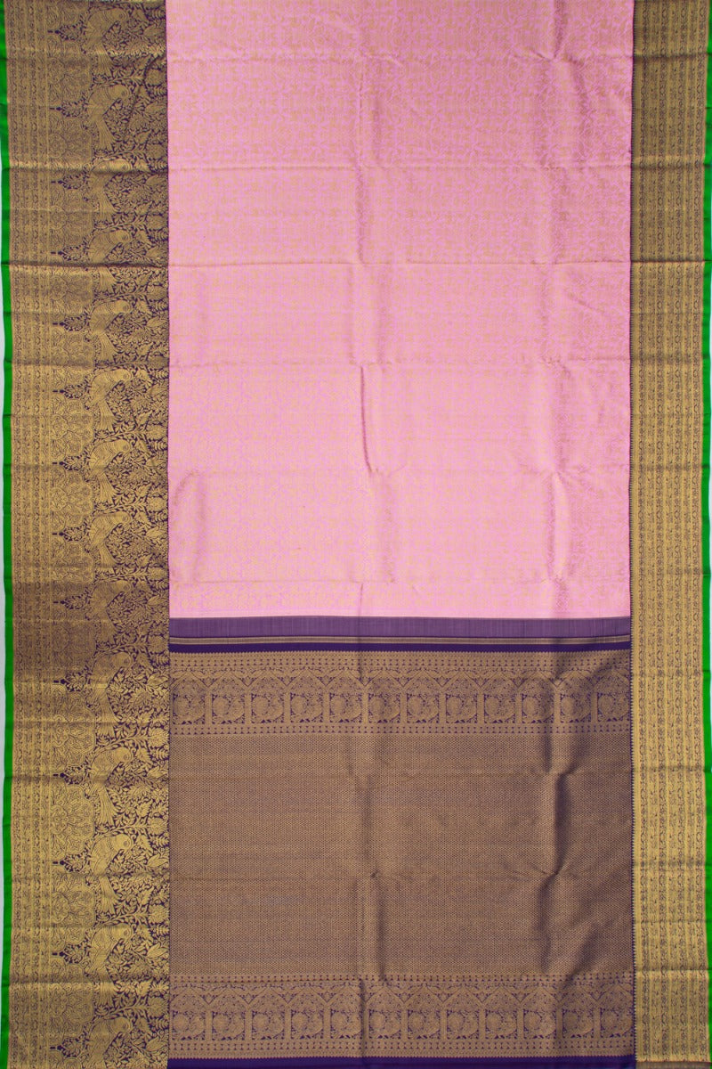 Kanchipuram Silk Brocade Baby Pink Saree
