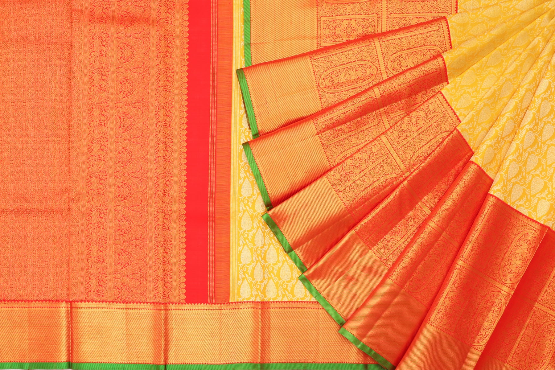 Kanchipuram Silk Brocade Yellow Saree