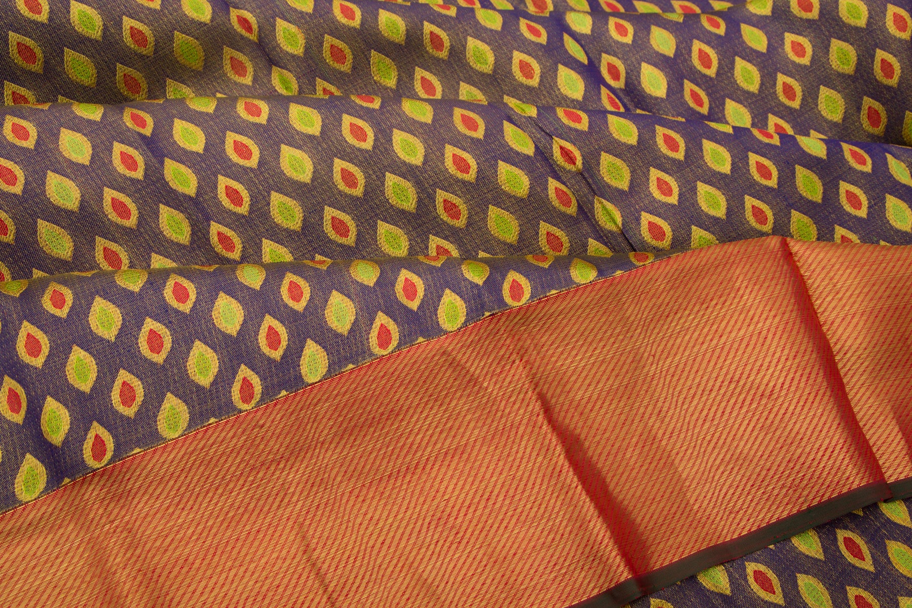 Kanchipuram Silk Tissue Brocade Blue Saree
