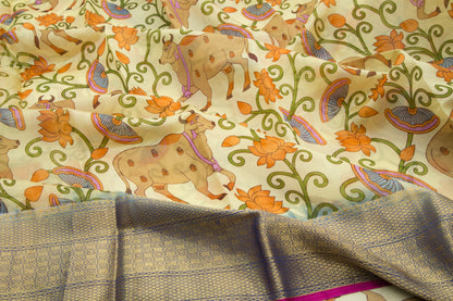 Chiniya Silk Printed Pale Yellow Saree