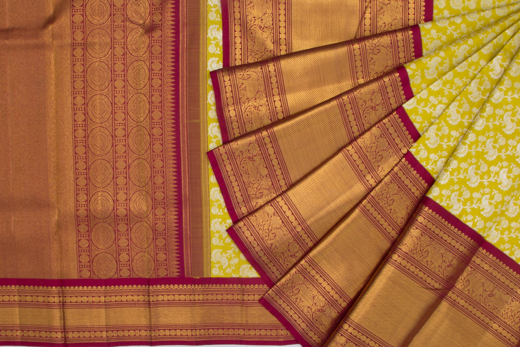 Kanchipuram Silk Jaal Yellow saree