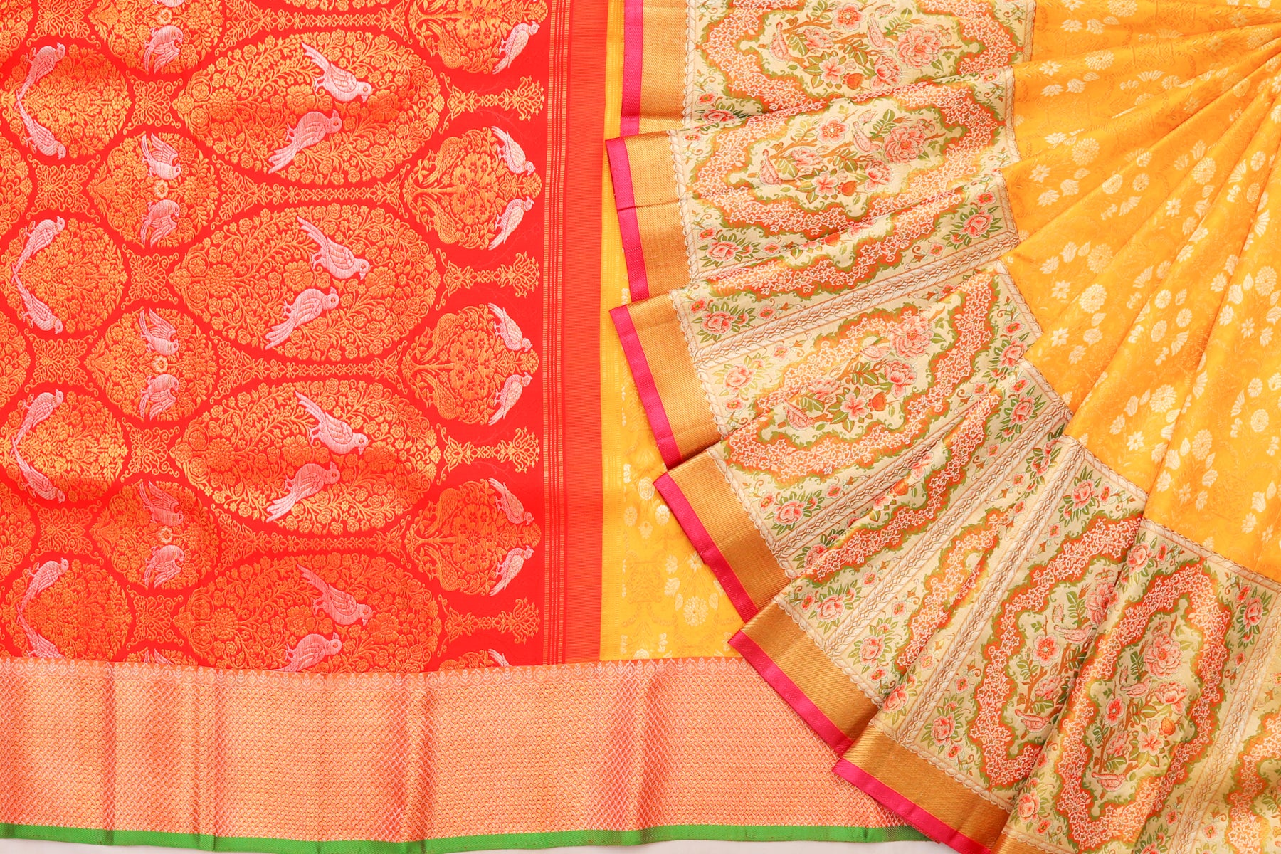 Kanchipuram Silk Brocade Yellow Saree