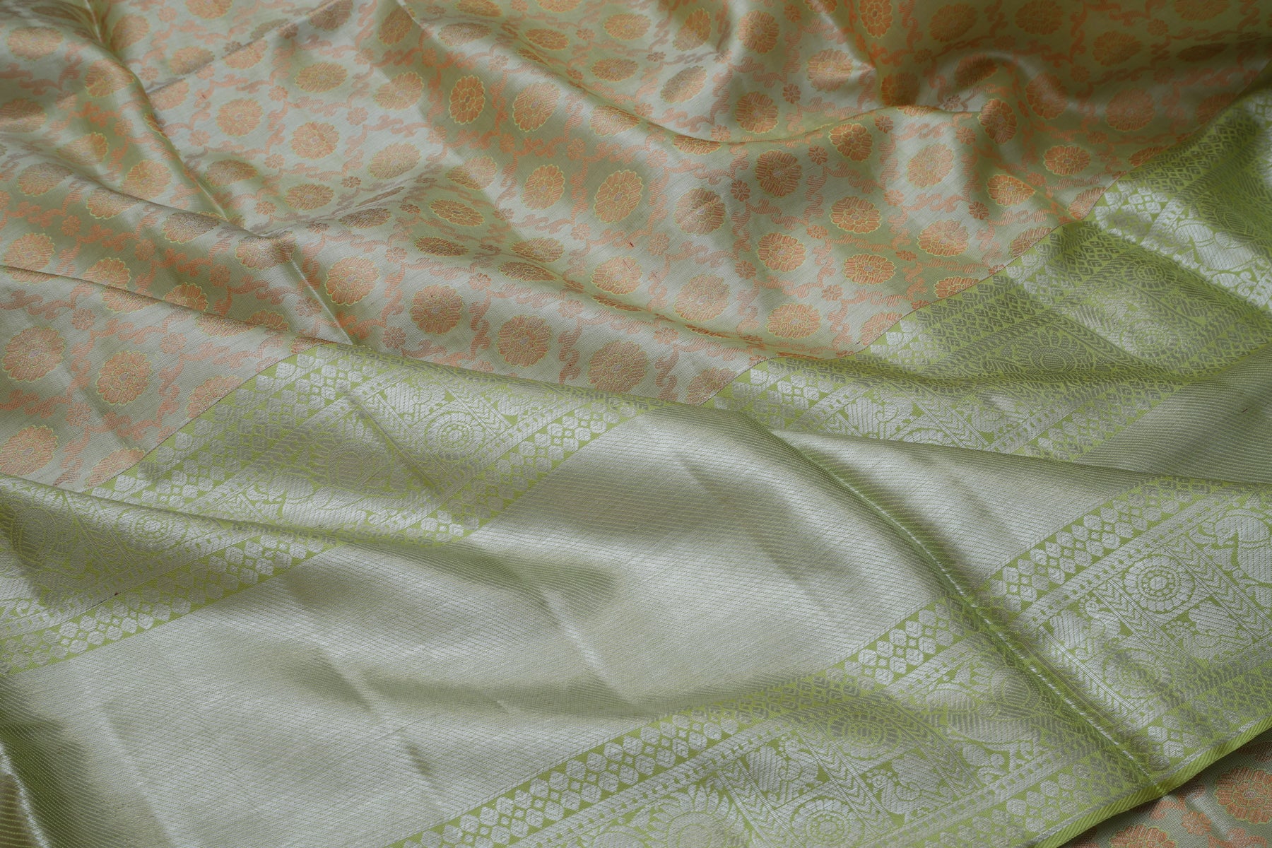 Kanchipuram Silk Tissue Brocade Green Saree