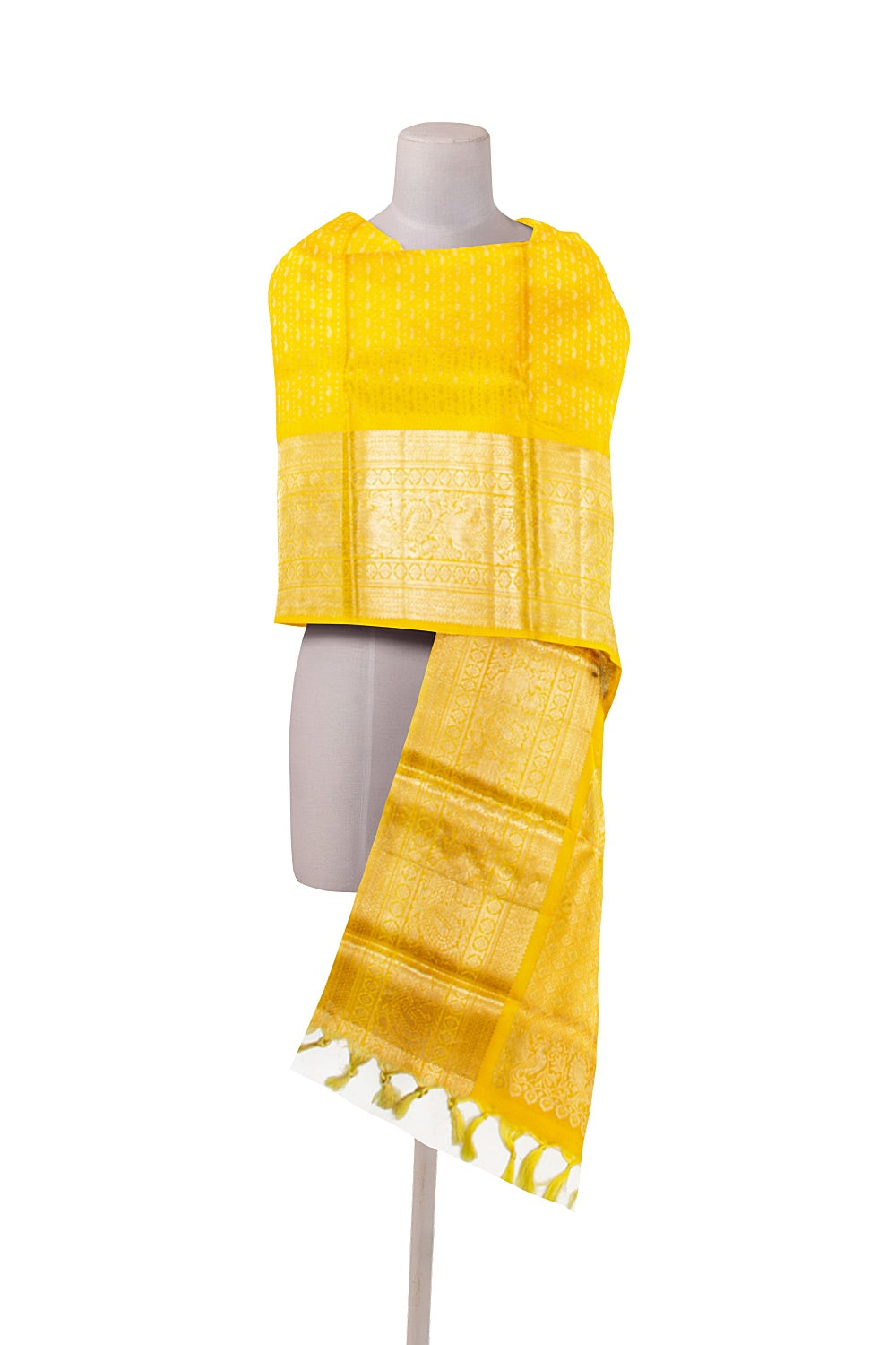 Kanchipuram Silk Brocade Yellow Dupatta