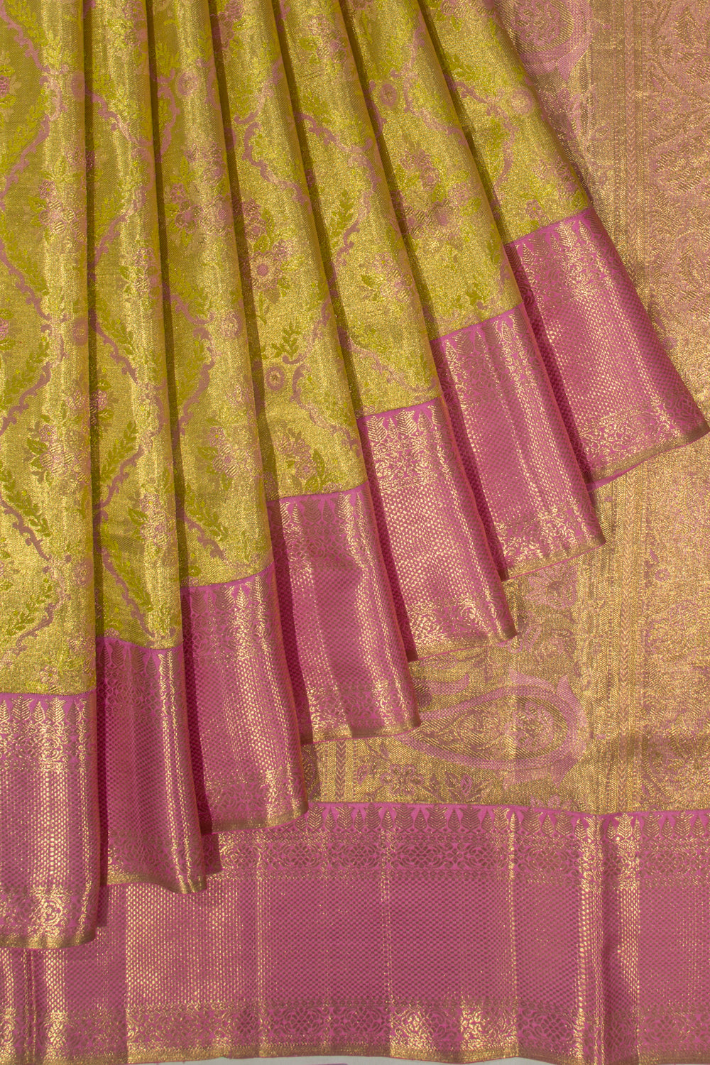 Kanchipuram Silk Tissue Brocade Green Saree