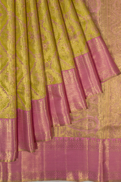 Kanchipuram Silk Tissue Brocade Green Saree
