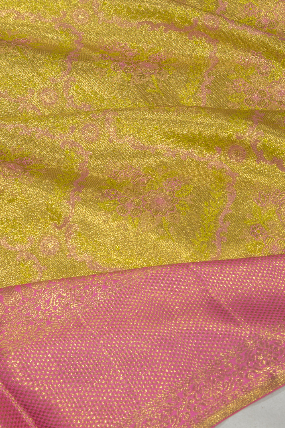 Kanchipuram Silk Tissue Brocade Green Saree