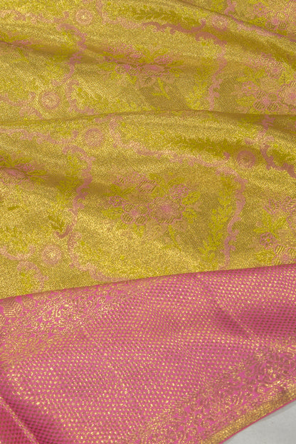 Kanchipuram Silk Tissue Brocade Green Saree