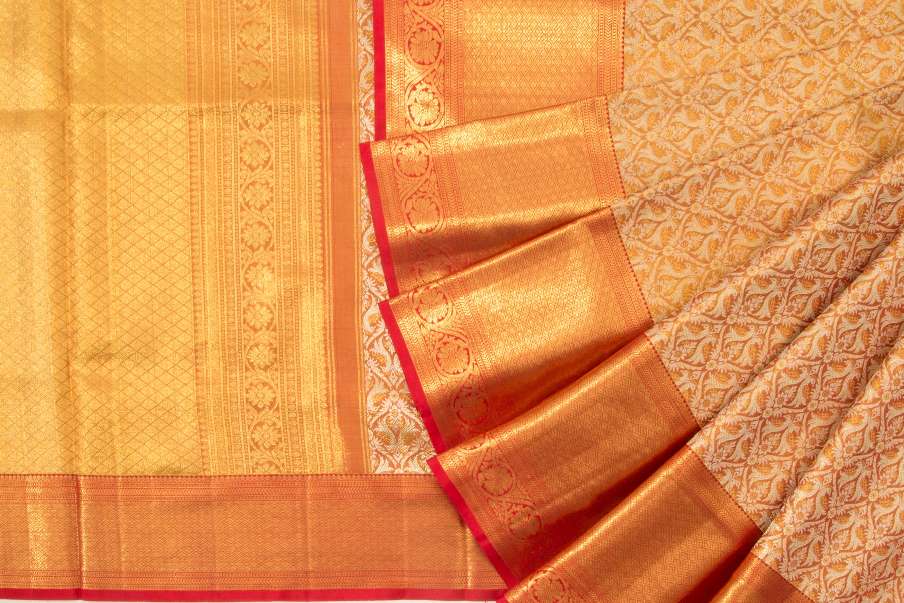Kanchipuram Silk Brocade Tissue Red Saree