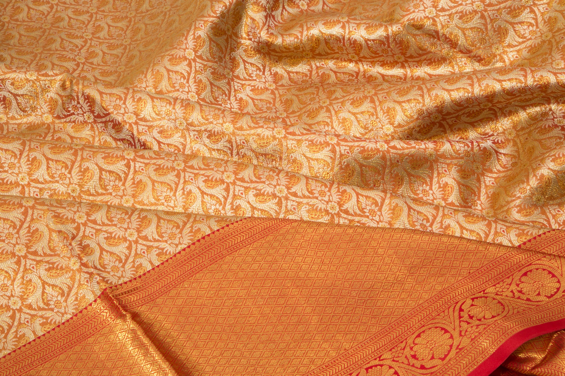 Kanchipuram Silk Brocade Tissue Red Saree