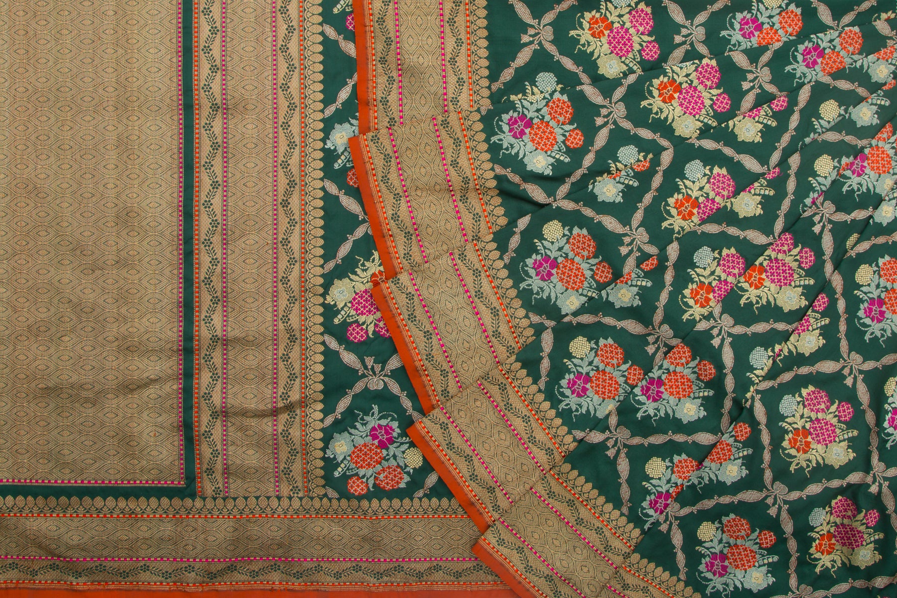 Banarasi Silk Jaal Green Saree