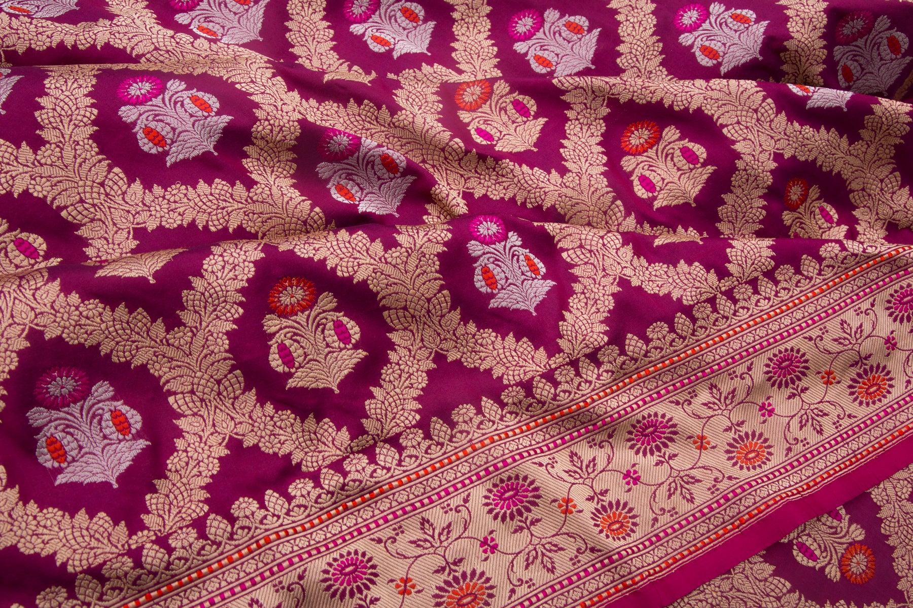 Banarasi Silk Kadwa Jaal And Butta Purple Saree