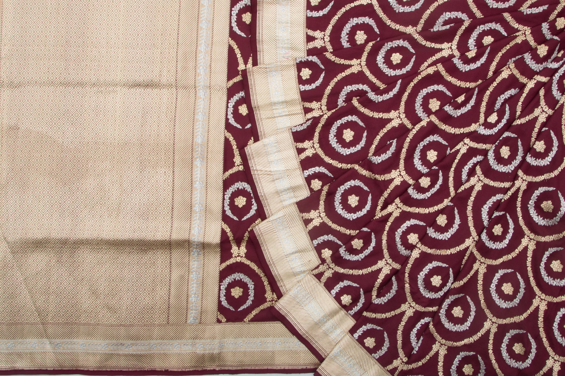 Banarasi Silk Kadwa Jaal Maroon Saree