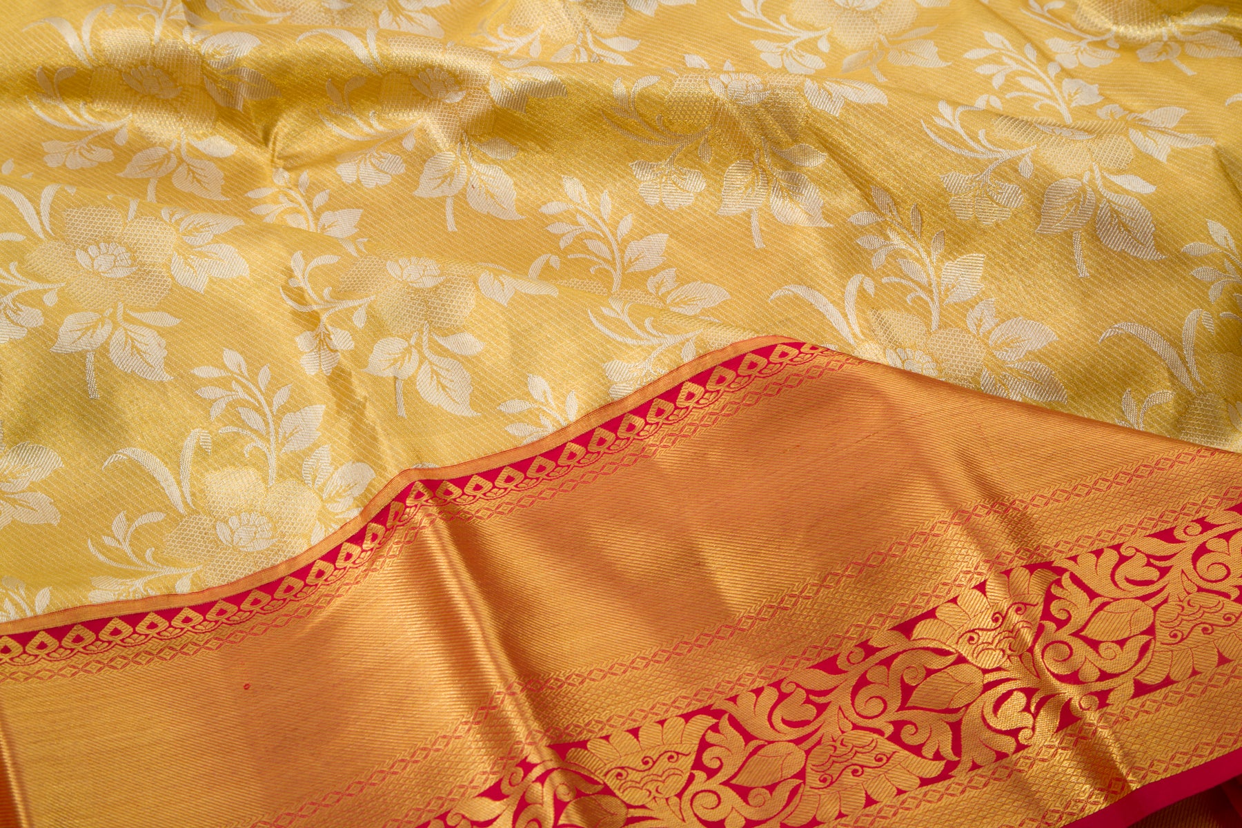 Kanchipuram Silk Tissue Jaal Gold Saree
