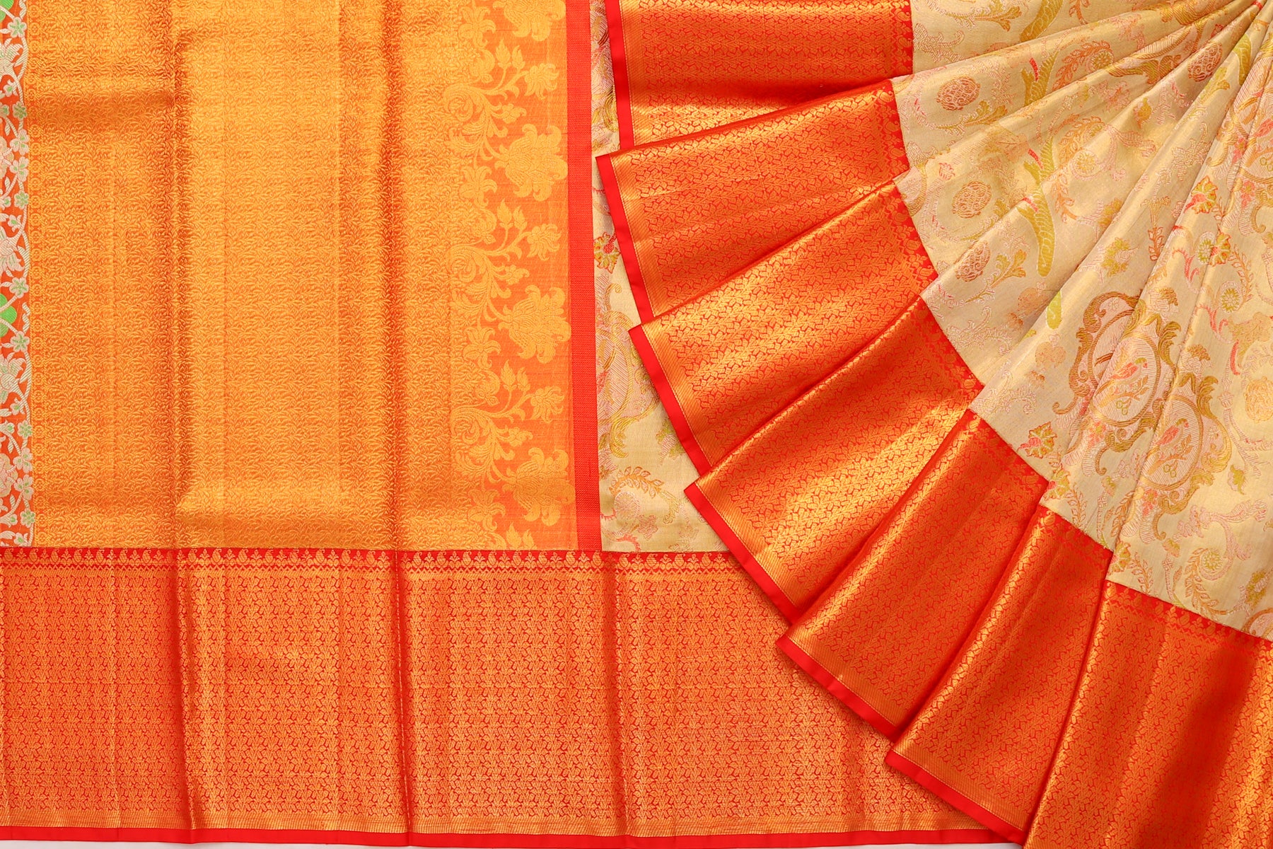 Kanchipuram Silk Tissue Brocade Gold Saree