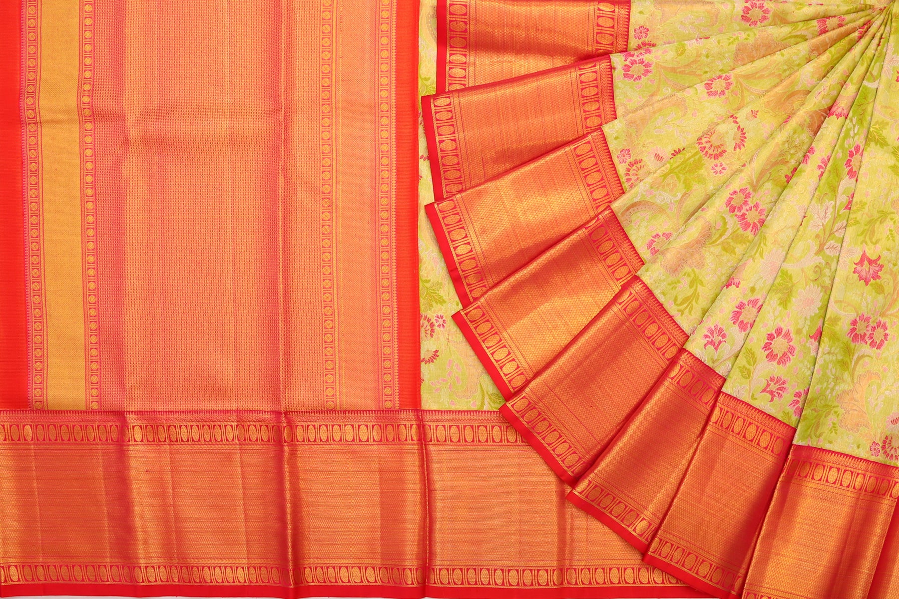 Kanchipuram Silk Tissue Brocade Green Saree