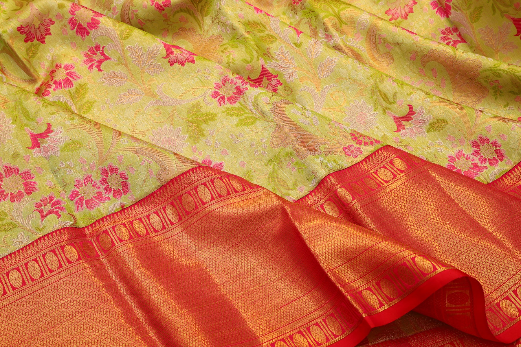 Kanchipuram Silk Tissue Brocade Green Saree
