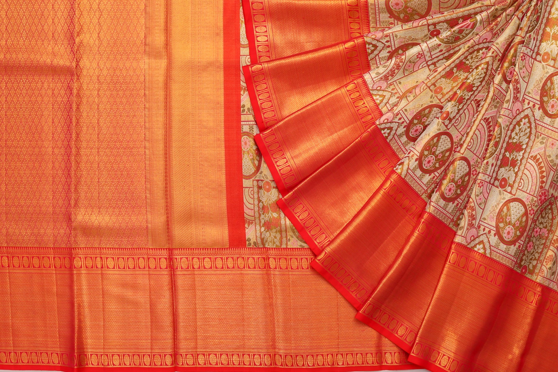 Kanchipuram Silk Tissue Brocade Gold Saree