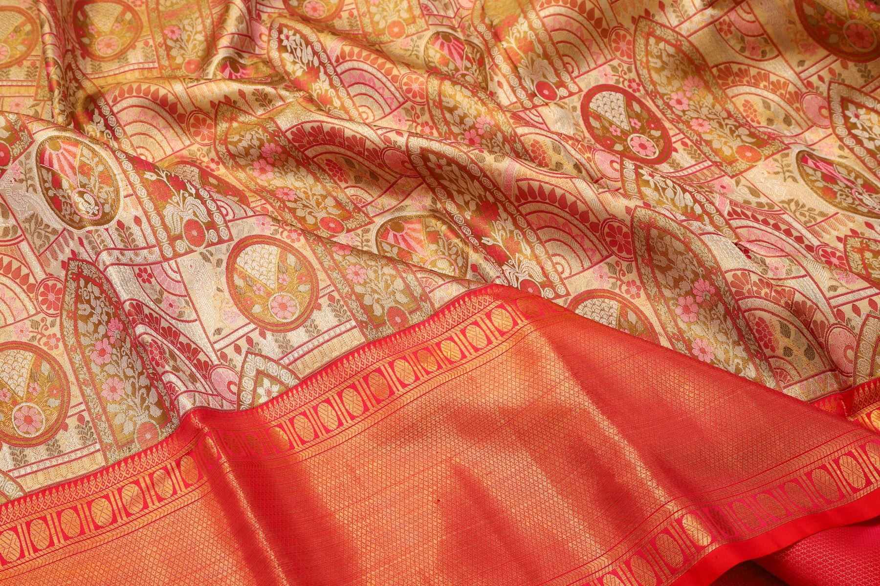 Kanchipuram Silk Tissue Brocade Gold Saree