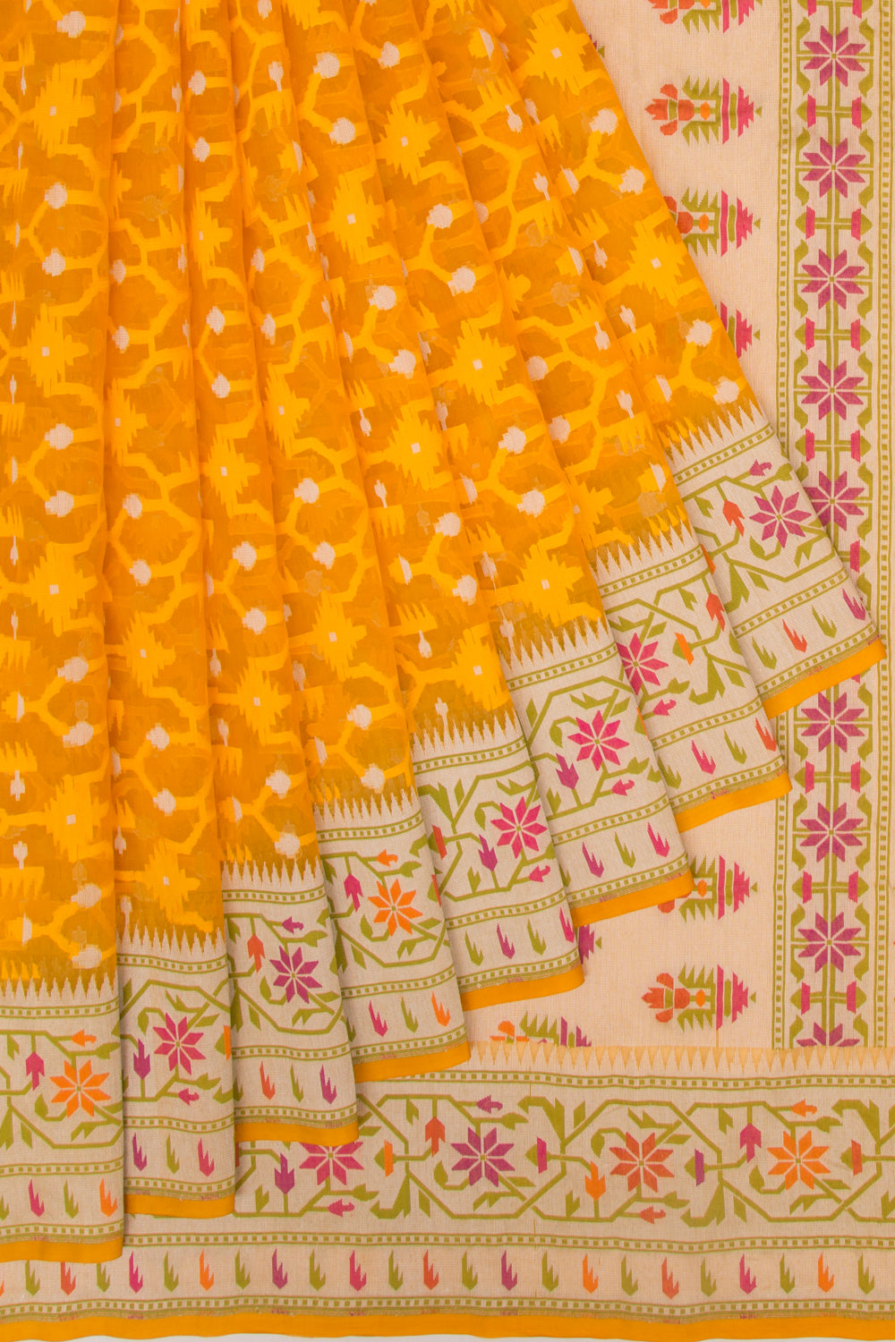 Banarasi Kora Organza Brocade Yellow Saree