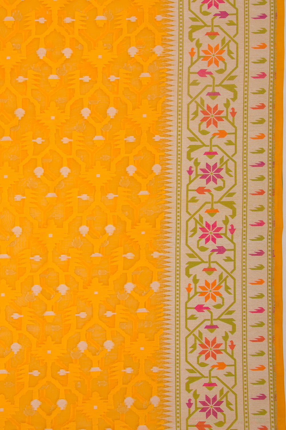 Banarasi Kora Organza Brocade Yellow Saree