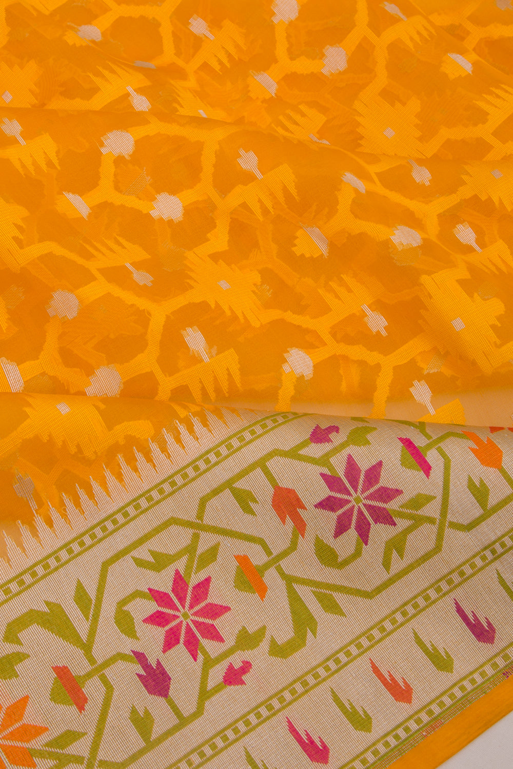 Banarasi Kora Organza Brocade Yellow Saree