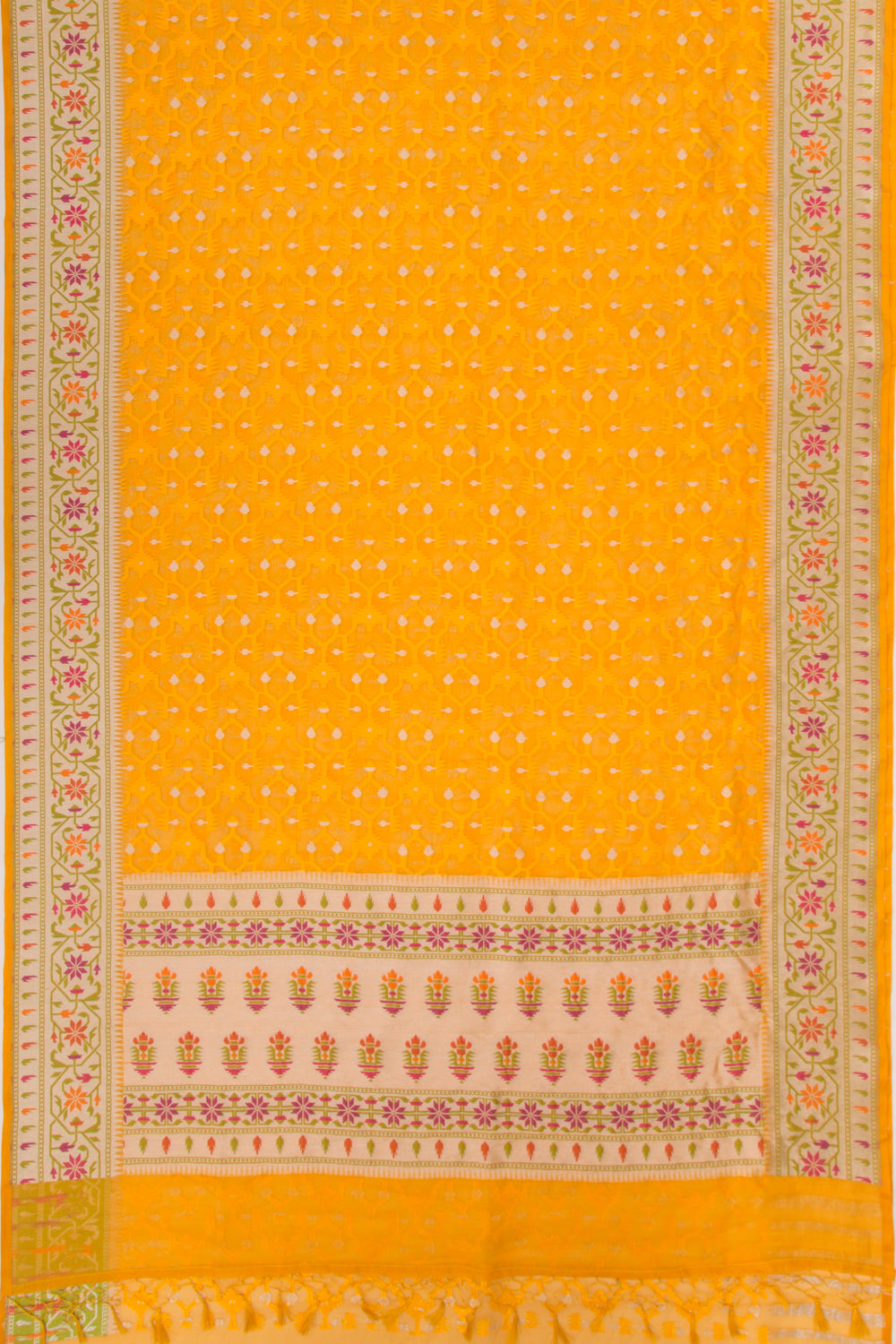 Banarasi Kora Organza Brocade Yellow Saree