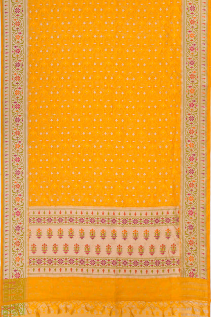 Banarasi Kora Organza Brocade Yellow Saree
