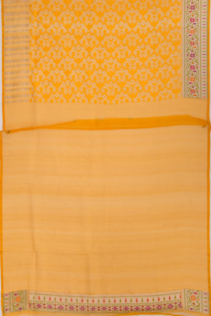 Banarasi Kora Organza Brocade Yellow Saree
