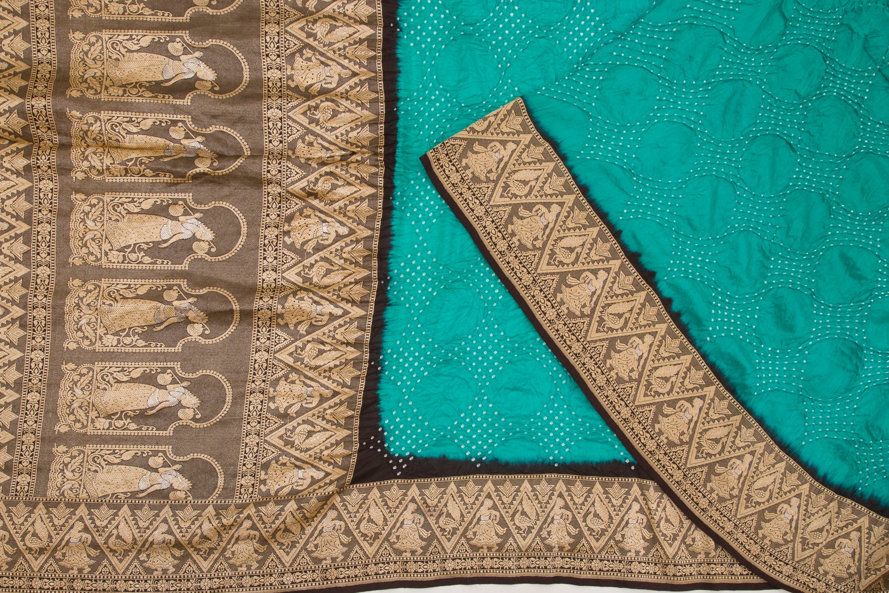 Banarasi Silk Bandhani Sea Green Saree