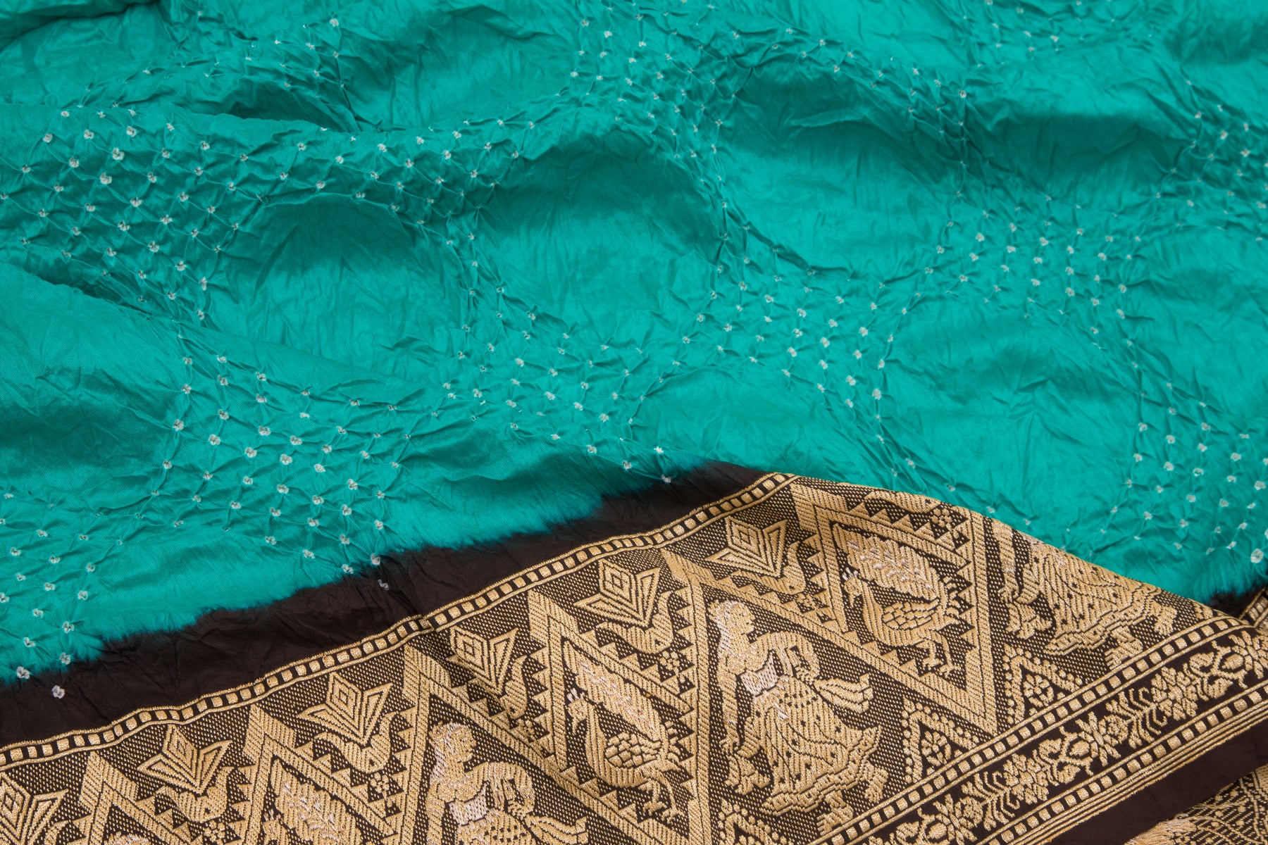 Banarasi Silk Bandhani Sea Green Saree
