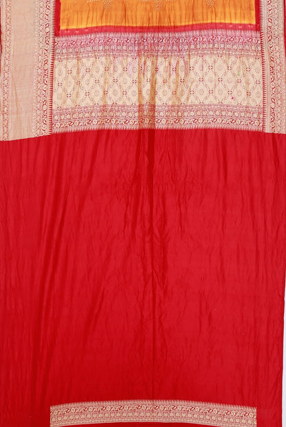 Banarasi Silk Bandhani Orange Saree