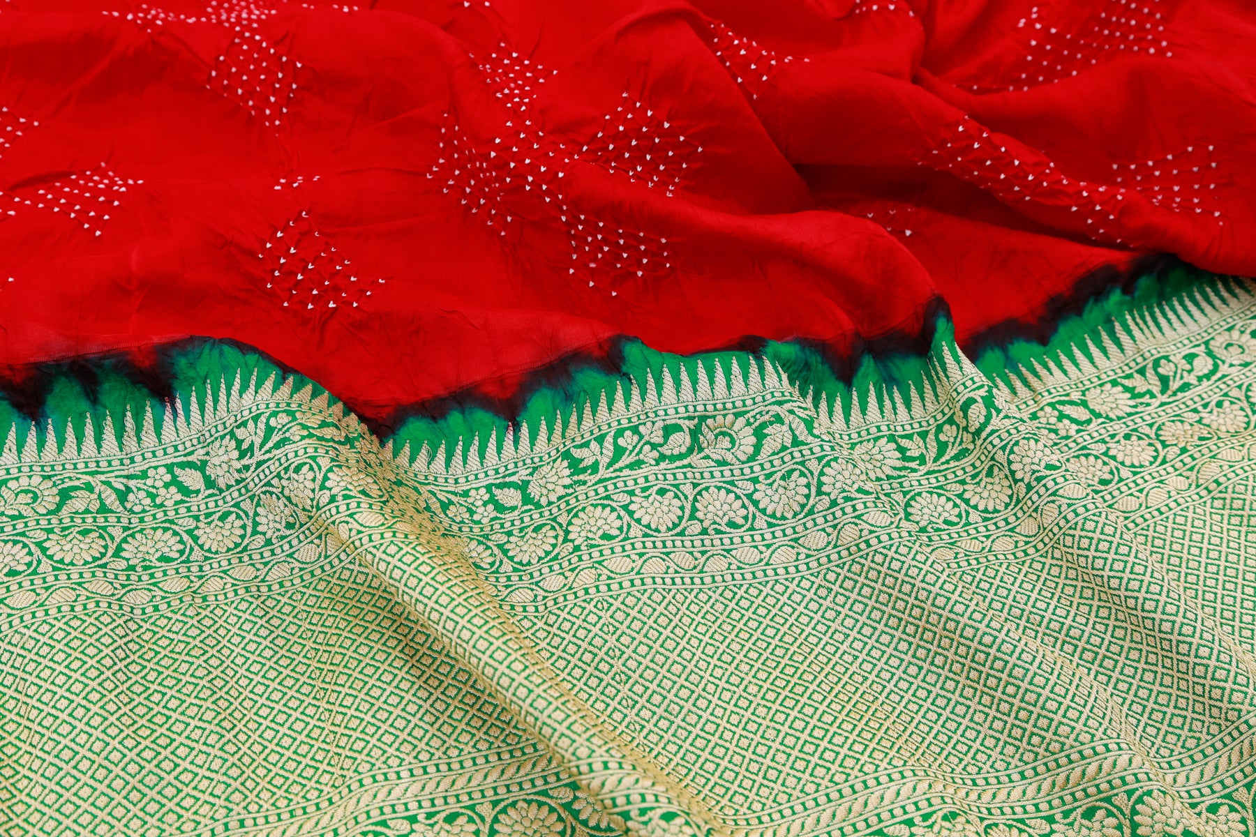 Banarasi Silk Bandhani Red Saree