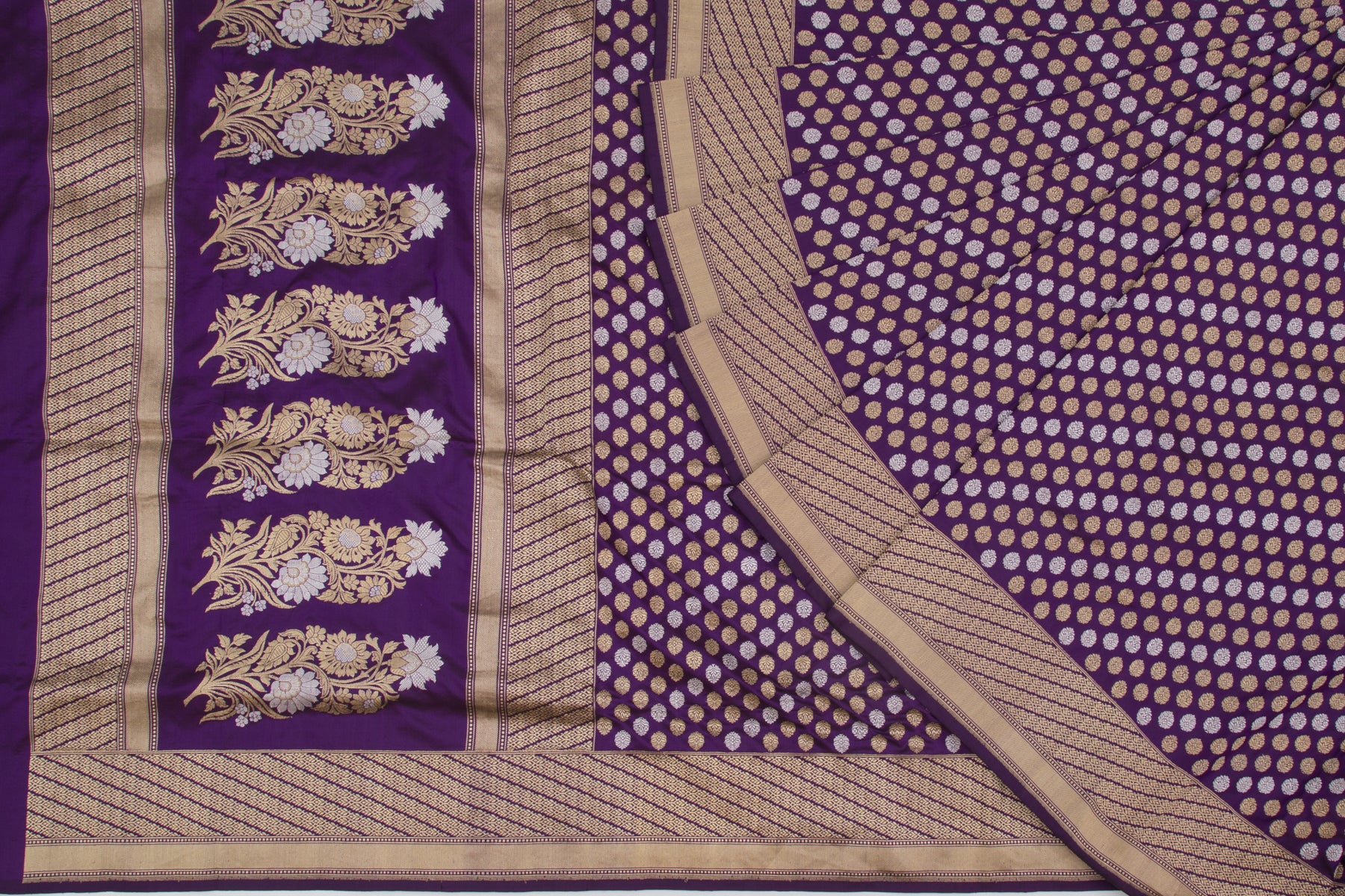 Banarasi Silk Kadwa Butta Purple Saree