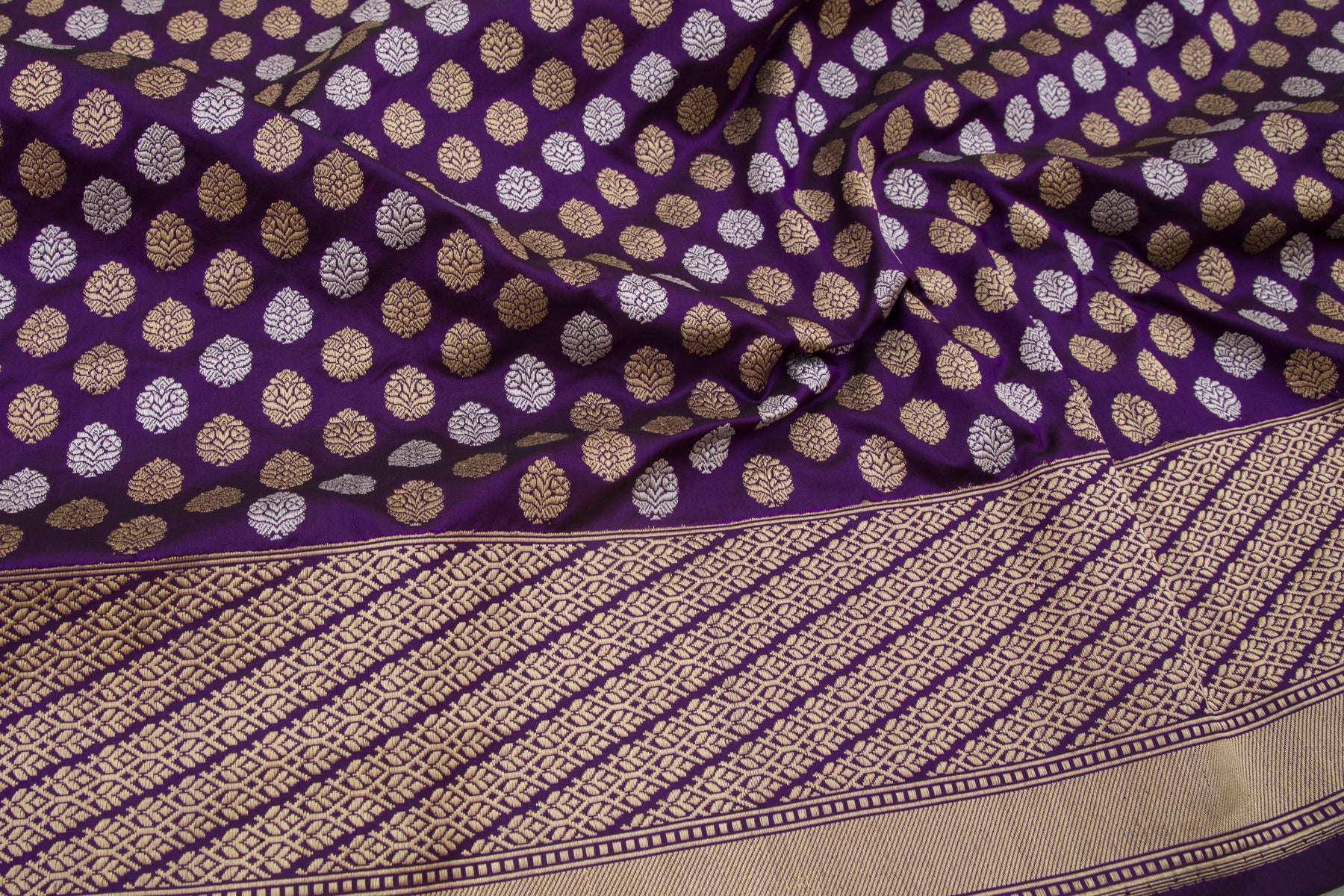 Banarasi Silk Kadwa Butta Purple Saree