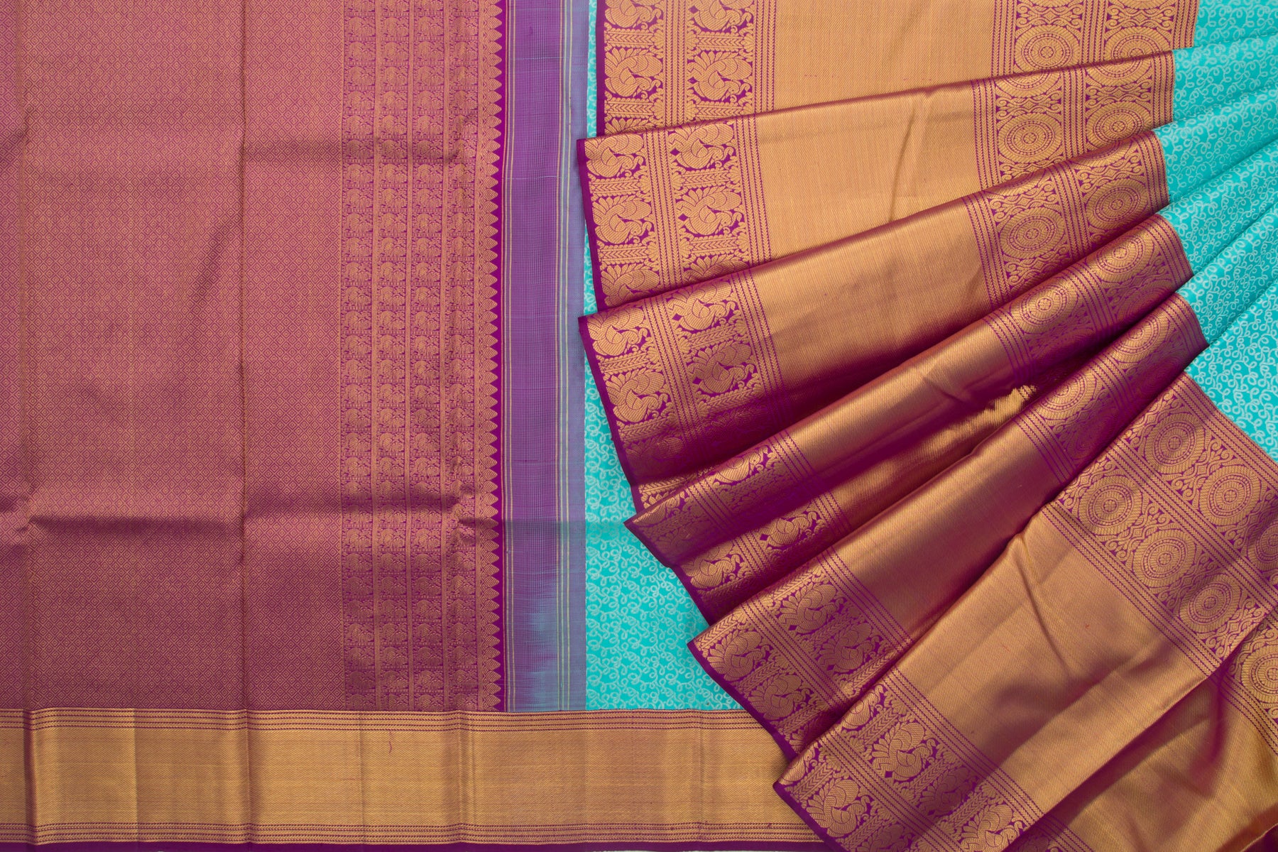 Kanchipuram Silk Brocade Sky Blue Saree